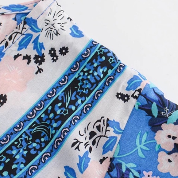 Boho Floral Gypsy Print 60’s Maxi Wrap Dress - Picture 6 of 12